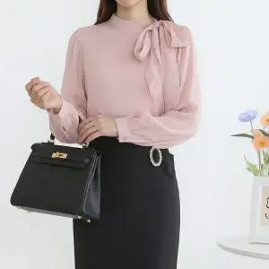 펄 사이드 리본 블라우스_M2602BL016A