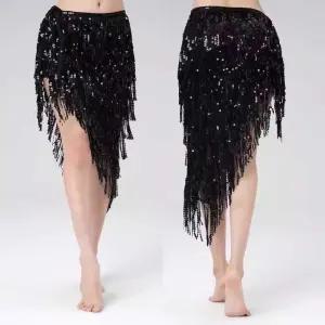스팽글 수술 랩스커트 치마 반짝이 밸리댄스 라틴 언밸러스