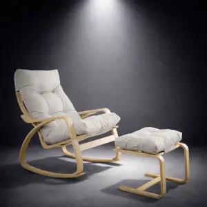 일루일루 둥둥 안락 인체공학 흔들의자 풋스툴 세트 자작나무 프레임