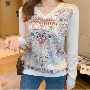 bns LF9474 봄신상 패턴 V넥 간절기용 긴팔티 봄가을티