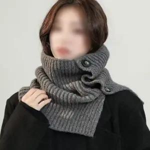 버튼형 니트넥워머 여성용 하이칼라 기모넥워머 겨울 니트