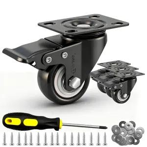 브레이크가 장착된 줄랑 2인치 캐스터 휠 - 480파운드 용량 산업용 회전판 카트 트롤리 가구용 비마케팅 PU