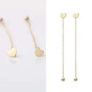 [하프클럽/]정품 14K 골드 하트 롱 귀걸이 피어싱_한쪽