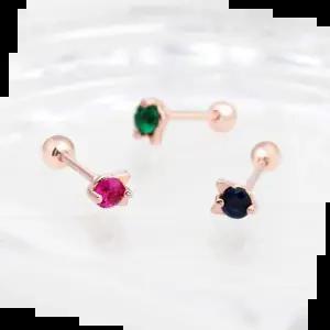 여자피어싱 금침 고양이 로즈골드 컬러 큐빅 피어싱 14K