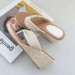 위빙 웨지 힐 포인트 오픈 토 샌들 웨지힐 웨지슬리퍼 6SS