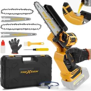 Dw 배터리용 TREXEEN 미니 전기톱 20V MAX 8인치 및 6인치 2-In-1 무선 나무 자르기용 브러시리스 체인톱