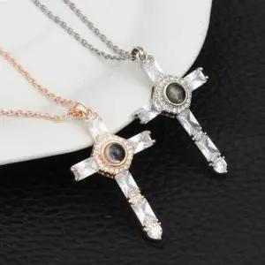 세계 100개 언어 신비 ILOVEYOU 신기한 십자가목걸이 실버십자가목걸이 레이어드목걸이