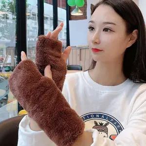 방한 용 손등 따뜻한 여성 핸드 워머 퍼 팔 토시 코디