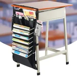 (색상 브라운)책상정리함 사이드포켓 수납 정리함 책상 사이드 걸이 포켓 학원용