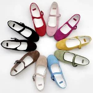 스웨이드 둥근코 발등 스트랩 메리제인 여성 플랫 4fY