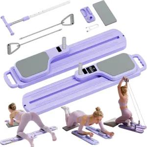 필라테스 보드 리포머 휴대용 홈 운동용 타이머 및 저항 밴드가 있는 접이식 장비 9 in 1 피트니스 운동 Ab