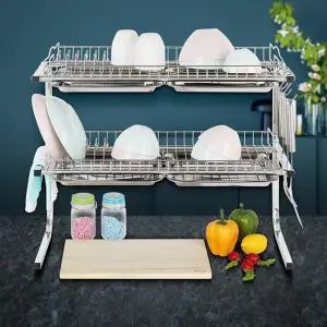 길이조절 식기건조대600 2단 주방 물빠짐 그릇 건조 싱크대선반