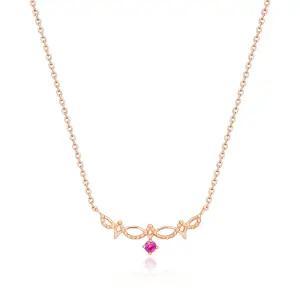 18K 탄생석 루비큐빅 티아라 체인 목걸이 MNN38900