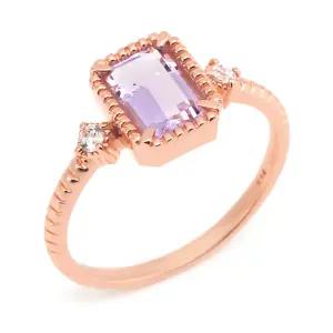 18K 로맨틱 엔젤 핑크자수정 반지 RSS28397