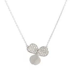 18K 세잎 플라워 큐빅 목걸이 DMN28225