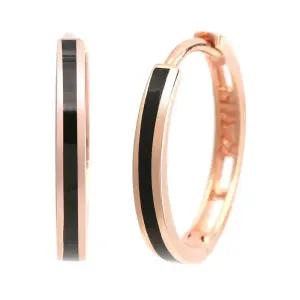 18K 심플 블랙 에폭시 14.5mm 원터치 링 귀걸이 한쌍 PNE27476