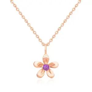 18K 볼륨 플라워 물망초 자수정 탄생화 목걸이 NPN31829