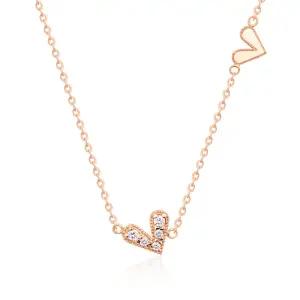 18K 더블 하트 일체형 큐빅 체인 목걸이 NPN23276