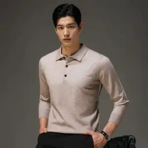 가을 겨울 단추 카라니트 슬림핏 니트티 울 긴팔 니트