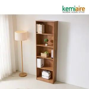 오델로 고무나무원목 5단 600 월넛책장 KFZ-961