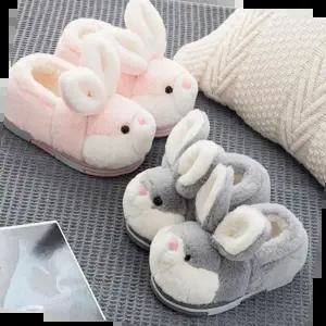 대왕귀 아이 털 실내화 포인트 겨울 야외 슬리퍼
