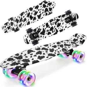 클라이팁 스케이트보드 어린이 소년 소녀 초보자를 위한 컬러풀한 깜빡이는 바퀴와 ABEC-11 베어링이