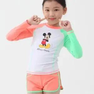 미키 여아 수영복 세트 수영모 래쉬가드 4피스