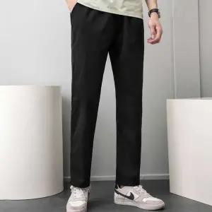 남성 끈밴딩 일자핏 팬츠 얇은 면바지 캐주얼 긴 남자일상복외출복