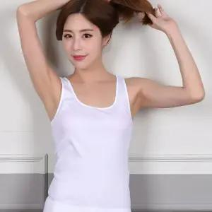 트라이 사계절 순면 나시 백색 여자 런닝 이너 교복