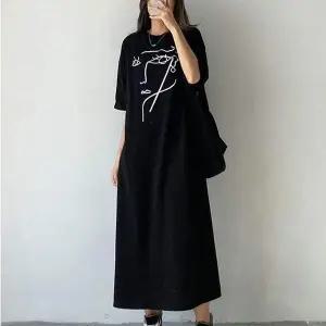 페이스 QA81NG69 그래픽 여성 양옆 트임 반팔 캐주얼 롱 원피스