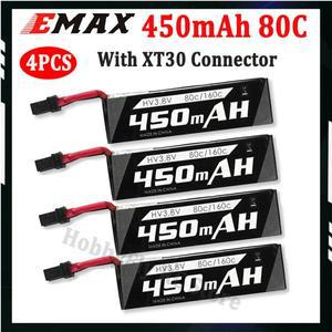 Tinyhawk II 레이스 실내 FPV 드론용 EMAX HV Lipo 배터리 PH2.0 플러그 포함 450mAh 1S 3.8V 80C 4 개