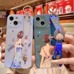 유니블링 갤럭시 s22 소녀 디자인 홀로그램 핸드 스트랩 케이스