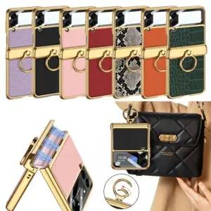 유니블링 갤럭시 z플립3 액정 힌지 보호 링 고리 가죽 케이스