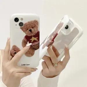 유니블링 아이폰 14 13 12 11 곰돌이 카메라 커버 미러 케이스