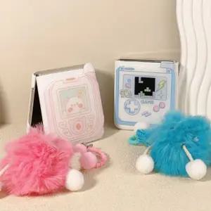 유니블링 갤럭시 z플립 3 4 게임기 카메라 진주 스트랩 케이스