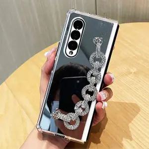 유니블링 갤럭시 z플립 z폴드 3 4 미러 큐빅 체인 스트랩케이스