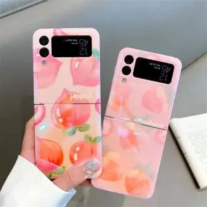 유니블링 갤럭시 z플립 3 4 홀로그램 복숭아 딸기 실리콘케이스