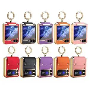 유니블링 갤럭시z플립 6 5 4 3 큐빅 링 가죽 힌지 풀커버케이스