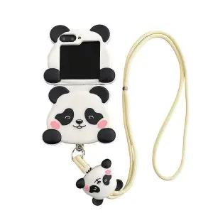 유니블링 갤럭시 z플립 강아지 판다 인형 캐릭터 스트랩 케이스