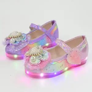 해피걸 하트 진주 국산 아동 키즈 어린이 선물 라이팅 여아 LED 구두