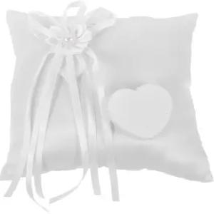 리본이 달린 호모요 웨딩 링 베어러 베개 레이스 펄 7.9인치 쿠션 화이트 플로럴 보우 및 결혼식 하트 홀더