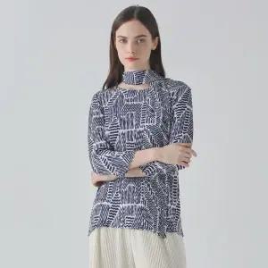 [최초가 118000원] 프린트 보리주름 스카프 8부 블라우스 2colors)_YJ03WRPBL07