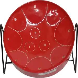 미니어처 스틸팬(스틸 드럼) 지름 12인치 11노트 트리니다드 토바고 음악이 포함된 교재 - 빨간색