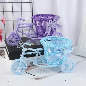 등나무 꽃 바구니 꽃병 삼륜차 자전거 모델 홈 가든 웨딩 파티 장식 로맨틱 사랑스러운 장식 피규어 미니