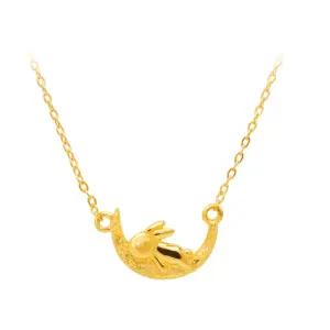 24K 순금 손톱달 토끼 목걸이 3.75g + 18k붕어장식 포함