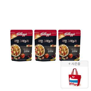 켈로그 리얼 그래놀라 400g, 3개+증정(리유저블백 빨강, 1개)
