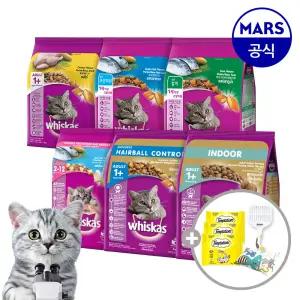 위스카스 포켓 건사료 3kg/7kg+모래삽+캣닢쿠션+템테이션12gx3팩
