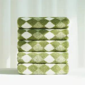 국내생산 호텔수건 고급 타월 60수 160g 아가일 올리브그린