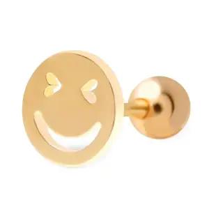 [미니아트]스마일 14K 금침 골드 라운드 피어싱/ 이너컨츠 귓바퀴 트라거스 연골 아웃컨츠 귓볼 별존 피어