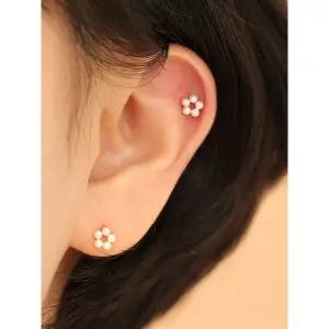 [미니멀피어싱]14K 미니 진주 꽃볼 피어싱 귀걸이